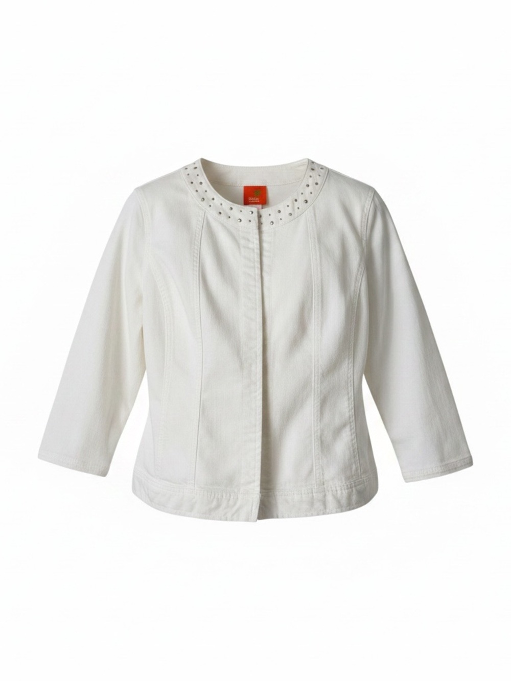 hearts of palm White Stud-Accent Round Neck Jacket
